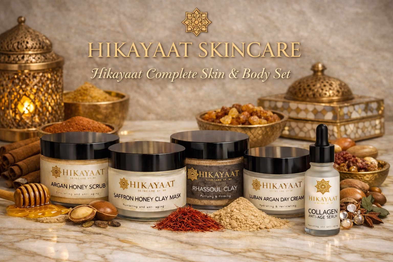 Hikayaat Complete Skincare & Body Set – 5 Luxe Essentials